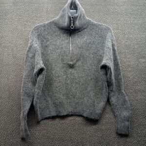 Quince Women’s Grey Alpaca Blend Half-Zip Pullover Small Luxury Soft Knit